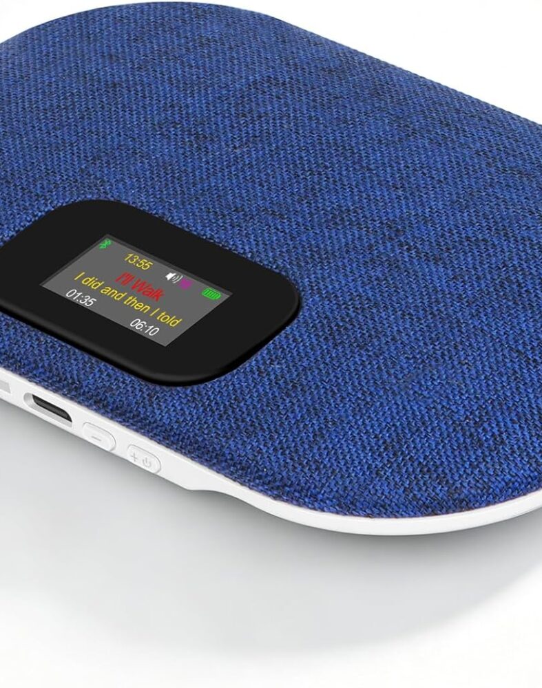 Bluetooth Pillow Speaker with LED Display, Dual Bone Conduction,Blue